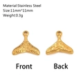 Golden whale tail pendant in stainless steel with hammered texture, 11mm size - Whale Tail Style (DY350-2)