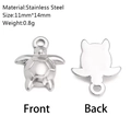 Polished stainless steel sea turtle pendant for DIY jewelry, measuring 11mm by 14mm - Turtle Style (DY775-1)