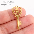 Pendentif clé en forme de cœur en acier doré 14x33mm pour la création de bijoux - Style Clé en Cœur (DY1175-2) Or