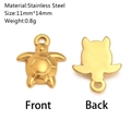14K gold plated stainless steel sea turtle pendant charm 11mm by 14mm for jewelry making - Turtle Style (DY775-2)