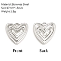 Silver stainless steel heart pendant for DIY jewelry making, 17mm x 18mm size - Hollow Nested Heart (DY1312-1) / Silver