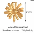 Pendentif marguerite en acier inoxydable doré, taille 24mm pour la création de bijoux - Grande Marguerite Doré (DY1329-2)