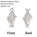 Fish pendant accessory in silver stainless steel with detailed scales, 9mm by 20mm size - Little Fish Style (DY1157-1)