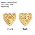 Golden heart stainless steel pendants showing front and back views for jewelry making - Hollow Nested Heart (DY1312-2) / Gold