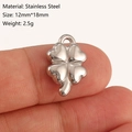 Clover shape stainless steel pendant charm 12x18mm silver jewelry component - Four-leaf Clover Style (DY1203-1) Silver