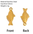 Golden fish shaped stainless steel pendant with scale texture 9x20mm dimensions - Little Fish Style (DY1157-2)