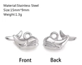 Ciondolo a balena lucido in acciaio inossidabile argento, misure 15mm x 9mm - Stile Balena (DY1192-1)