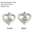 Silver stainless steel heart charm with mother and baby hollow design in 23mm size - Mother and Child Heart Hollow (DY1314-1) / Silver