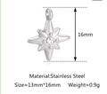 Ciondolo a stella polare in acciaio inossidabile argento con zircone trasparente - Stella Polare Strass (DY1198-1)