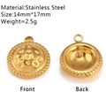 Pendentif rond en acier inoxydable doré avec texture martelée et bord corde, 14mm - Rond Martelé Doré (DY1339-2)