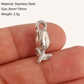 Silver stainless steel tulip flower pendant charm with 8x19mm dimensions for DIY jewelry - Tulip Style (DY1204-1) Silver