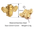 Golden stainless steel bee charm bead with 1.6mm hole for DIY jewelry making - Gold Bee Shape (DY1145-2)