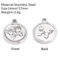 Pendentif rond papillon en acier inoxydable argenté mesurant 14mm sur 17mm - Papillon Rond Argent (DY1324-1)