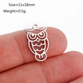 Polished stainless steel owl pendant charm for DIY jewelry making size 11x18mm - Owl Shape (DY1132-1 Steel Color)