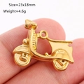 Pendentif moto 3D doré en acier inoxydable 23x18mm pour création de bijoux DIY - Style Scooter (DY1177-2) Or