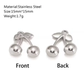 Ciondolo a ciliegia in acciaio inossidabile lucido da 15mm per creazione gioielli DIY - Stile Ciliegia (DY1197-1)