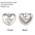 Pendentif cœur en acier inoxydable avec étoile et perles métalliques 20mm - Cœur Strass Étoile Octogonale (DY1337-1)