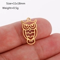 Golden owl pendant accessory in polished stainless steel for DIY jewelry making 11x18mm - Owl Shape (DY1132-2 Gold)