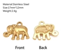 Ciondolo a forma di elefante in acciaio inossidabile dorato 17mm x 12mm con pois - Stile Elefante (DY1199-2)