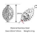 DIY stainless steel oval flower bead for jewelry making, 14mm silver finish charm - Silver Vintage Floral (DY1148-1)