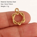 Golden woven knot stainless steel pendant shown on finger for size scale 14x18mm - Heart Knot Style (DY1205-2) Gold