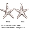 Silver 304 stainless steel starfish pendants showing front and back views for DIY jewelry - Starfish Shape - Silver (DY1109-1)