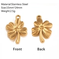 Pendentif trèfle à quatre feuilles doré en acier inoxydable 15x24mm pour bijoux - Forme de Trèfle (DY1332-2)