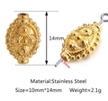 14mm gold stainless steel charm bead with vintage embossed texture and 1.5mm hole - Gold Vintage Floral (DY1148-2)