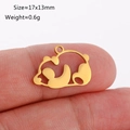 Golden panda animal charm pendant in hollowed-out stainless steel, size 17x13mm - Panda Shape (DY1133-2 Gold)