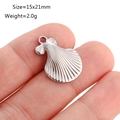 Silver shell pendant charm for DIY jewelry in stainless steel, size 15x21mm - Shell Style (DY1063-1) / Silver