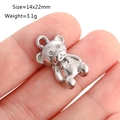 Pendentif ours en acier inoxydable argenté 14x22mm pour la création de bijoux DIY - Style Ours à Nœud Papillon (DY1085-1 Large) Argent