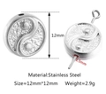 12mm stainless steel bead with embossed Tai Chi Yin Yang design for DIY jewelry - Silver Tai Chi (DY1149-1)