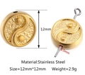 Golden stainless steel 12mm Tai Chi Yin Yang charm bead for DIY jewelry making - Gold Tai Chi (DY1149-2)