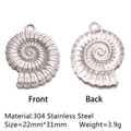 Silver 304 stainless steel nautilus seashell charm pendant for DIY jewelry making - Nautilus Shape - Silver (DY1093-1)