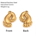 Pendentifs pieds de bébé en acier doré pour bijoux DIY, taille 15mm x 21mm - Forme d'Empreinte Bébé (DY1315-2)