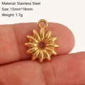 Golden stainless steel sunflower pendant charm for DIY jewelry 15mm by 18mm - Sunflower Style (DY1206-2) Gold