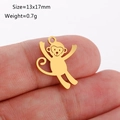 Golden monkey pendant charm in stainless steel with a size of 13x17mm and mirror finish - Monkey Shape (DY1134-2 Gold)