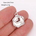 Silver stainless steel whale tail pendant, ocean animal charm, size 14x17mm - Whale Tail Style (DY916-1) / Silver
