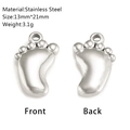 Pendentif pieds de bébé poli en acier inoxydable pour création de bijoux DIY - Empreinte Bébé (DY1316-1)