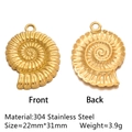 Golden 304 stainless steel nautilus shell pendants showing front and back details - Nautilus Shape - Gold (DY1093-2)
