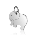 Polished stainless steel elephant charm pendant with detailed etching and top loop - Elephant Steel Color