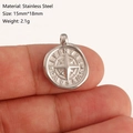 Silver stainless steel 15mm compass pendant charm for DIY jewelry making - Compass Star Style (DY1207-1) Silver