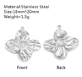 Pendentif fleur en acier inoxydable argenté 18mmx20mm avec vues de face et de l'arrière - Petite Fleur Argent (DY1350-1 Petit)