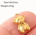 Pendentif ours doré tridimensionnel avec nœud pour la création de bijoux DIY - Style Mini Ours à Nœud Papillon (DY1108-2 Petit) Or