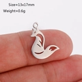 Polished silver stainless steel fox animal pendant for DIY jewelry, 13x17mm size - Fox Shape (DY1135-1 Steel Color)