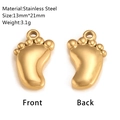 Pendentif pieds de bébé en acier inoxydable doré pour bijoux DIY 13mm par 21mm - Empreinte Bébé (DY1316-2)