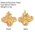 Pendentif fleur dorée en acier inoxydable avec vue détaillée recto et verso de bijou - Petite Fleur Doré (DY1350-2 Petit)