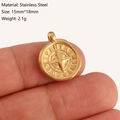 Golden stainless steel coin pendant with compass star engraving in 15mm size - Compass Star Style (DY1207-2) Gold