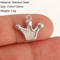 Silver crown pendant in stainless steel, 17mm size for DIY jewelry making - Crown Style (DY1208-1) Silver