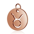 Macro shot of rose gold Taurus zodiac charm pendant with mirror finish and hollow design - Rose Gold Taurus